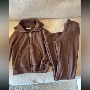 Zara Brown Zip-Up Jacket and Pants Set